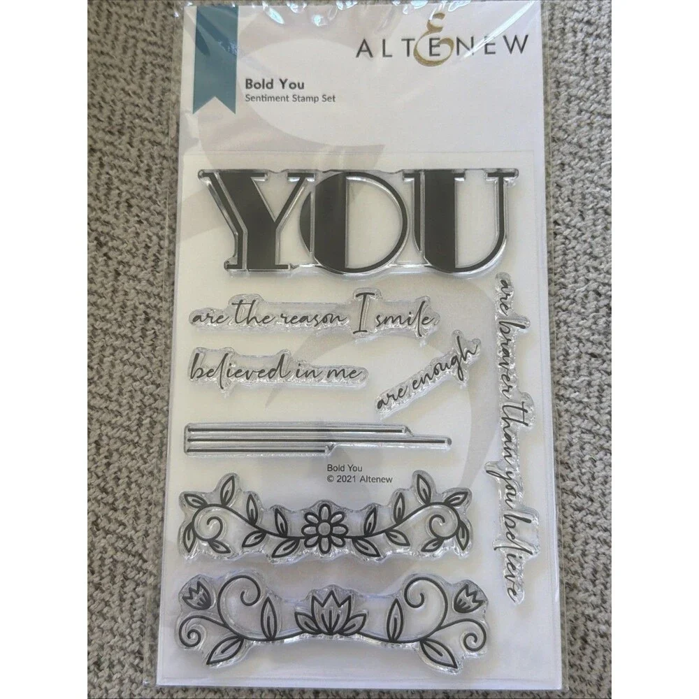 Altenew Bold You Sentiment Stamp Set Floral sentiments Linear motifs